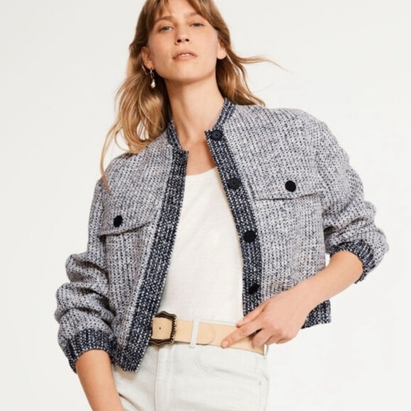 Joie Women's Tweed Bomber Jacket - Black and Gray - Picture 1 of 13